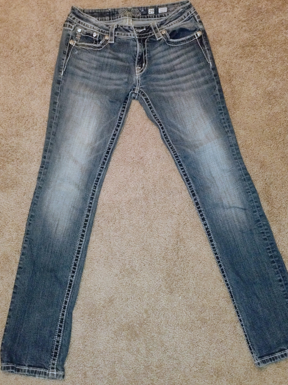 Miss Me Women's Straight Leg Jeans in Washed Blue